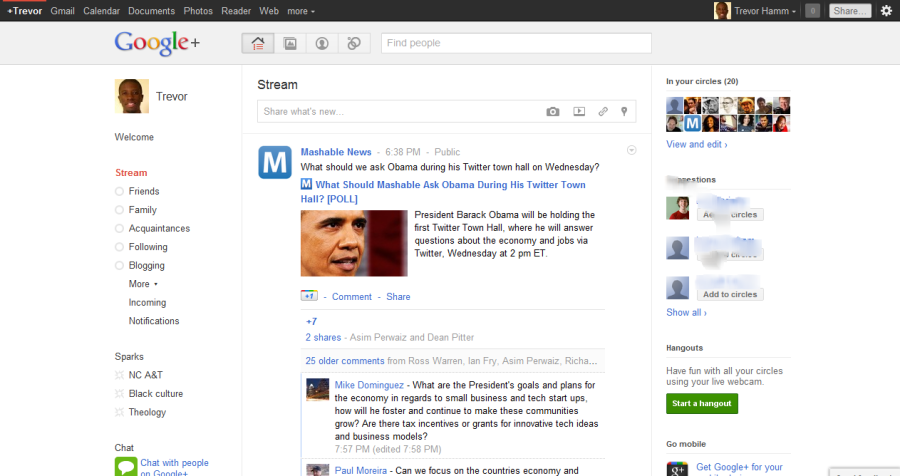 Google Plus Interface